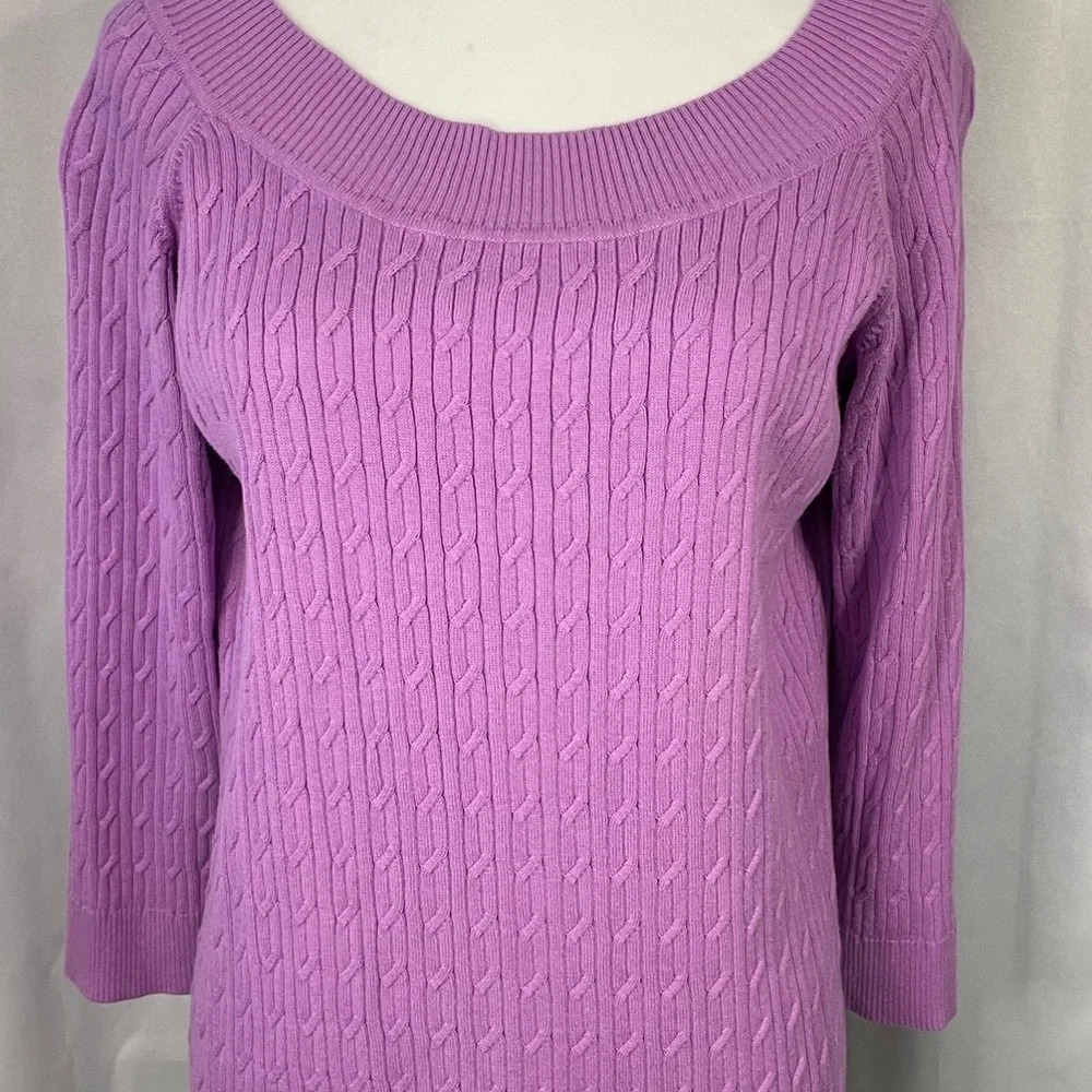 Talbots Purple Cable Knit Crew Neck Sweater‎